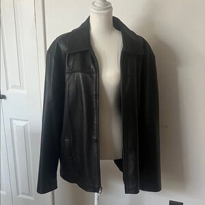 Men’s XL John Ashford Black Genuine Leather Quilted Jacket